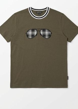 Michael kors men's aviators logo tshirt size green large футболка мужская чоловіча розмір л