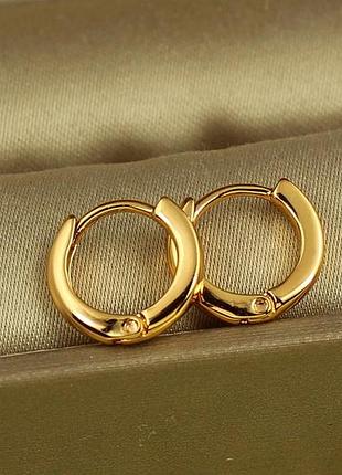 Сережки xuping jewelry колечки кріплення цяткою 1,1 см золотисті