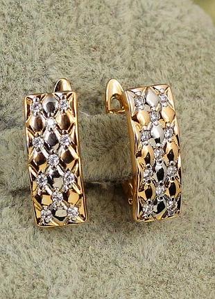 Серьги xuping jewelry драпировка с родием 1,6 см золотистые