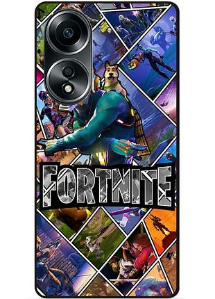 Силіконовий бампер чохол для oppo a58 з картинкою фортнайт fortnite