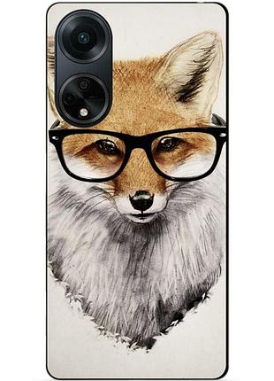 Силиконовый бампер чехол для oppo a98 с рисунком лиса