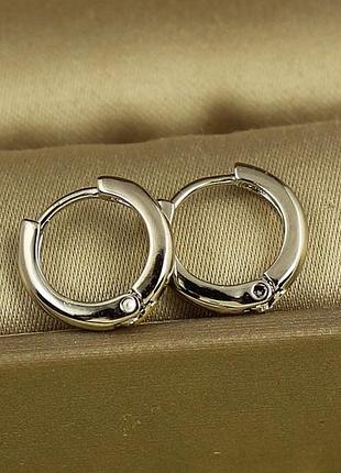 Сережки xuping jewelry колечки кріплення цяткою 1,1 см сріблясті