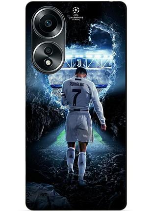Силиконовый бампер чехол для oppo a58 с рисунком ronaldo роналдо