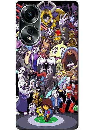 Силиконовый бампер чехол для oppo a58 с рисунком андертейл undertale