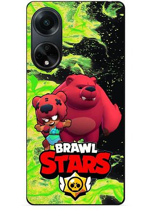 Силиконовый бампер чехол для oppo a98 с героем бравл силовая лига нокаут нита мишка