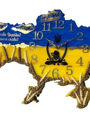 Часы настенные из эпоксидной смолы "карта украины" 90x60 см