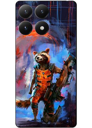 Чехол силиконовый бампер для xiaomi 15t с рисунком енот ракета стражи галактики