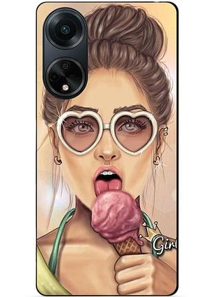 Силиконовый бампер чехол для oppo a98 с рисунком мороженое