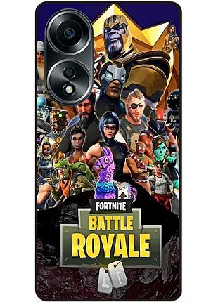 Силиконовый бампер чехол для oppo a58 с рисунком фортнайт fortnite