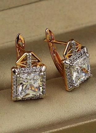 Сережки xuping jewelry терем з родієм 1,4 см золотисті