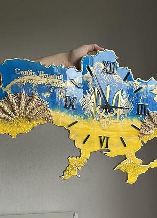 Часы настенные из эпоксидной смолы "карта украины" 140х90 см