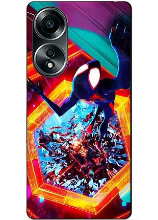 Силиконовый бампер чехол для oppo a58 с картинкой человек паук spider man