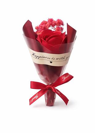 Мини-букет babysbreath искусственный с бантом | вечные цветы для декора и подарка красный