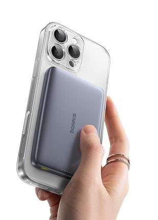 Внешний аккумулятор (павербанк) baseus picogo ultra-slim qi2 magnetic 10000 mah серый (e0027200)
