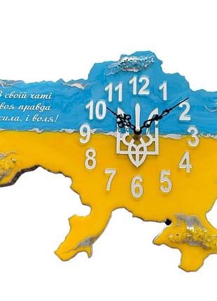 Часы настенные из эпоксидной смолы "карта украины" 60x40 см
