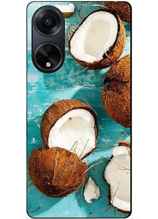 Силиконовый бампер чехол для oppo a98 с рисунком кокосы