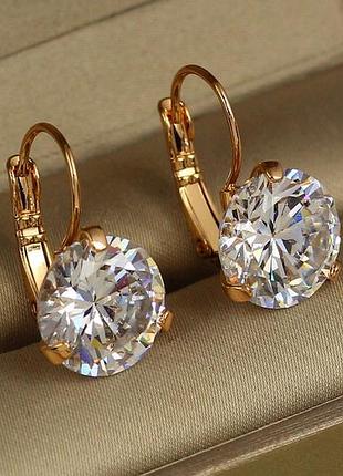 Серьги xuping jewelry акапелла с камнем 2,1 см золотистие
