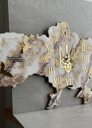 Часы настенные из эпоксидной смолы "карта украины" 150х100 см