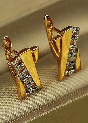Серьги xuping jewelry парадигма с родием 1,6 см золотистые