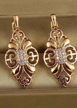 Сережки xuping jewelry ретро 2,9 см золотисті