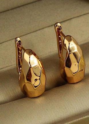 Сережки xuping jewelry фацет 1,9 см золотисті