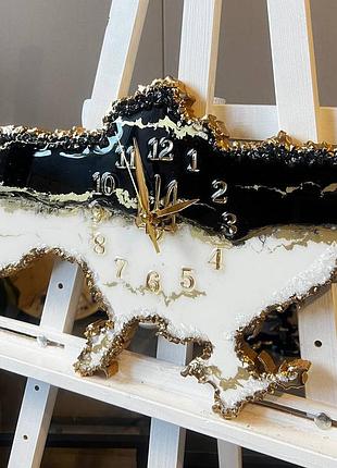 Часы настенные из эпоксидной смолы "карта украины" 40x25 см