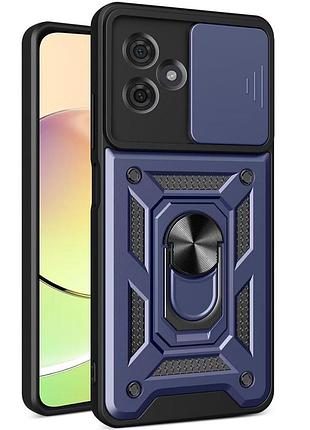 Чехол fiji camera defence для motorola g54 / g54 power бампер с защитой камеры и подставкой dark blue