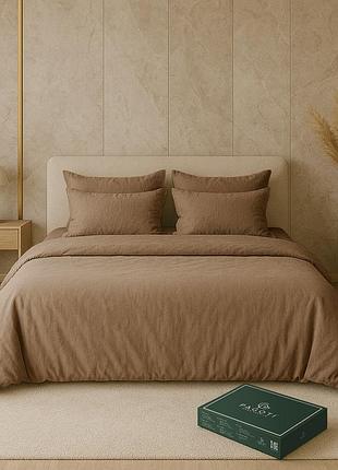 Комплект постельного белья вареный хлопок pagoti natura латте (king size / 4×50×70 см)