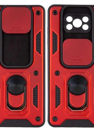 Чехол fiji camera defence для xiaomi poco x3 бампер с защитой камеры и подставкой red