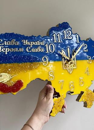 Часы настенные из эпоксидной смолы "карта украины" 150х100 см