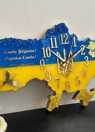Часы настенные из эпоксидной смолы "карта украины" 140х94 см