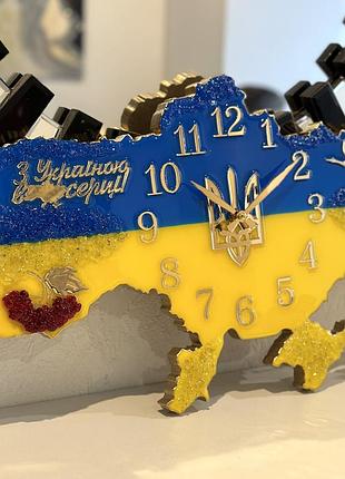 Часы настенные из эпоксидной смолы "карта украины" 140х94 см