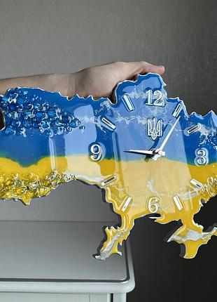 Часы настенные из эпоксидной смолы "карта украины" 140х90 см