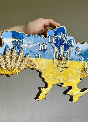 Часы настенные из эпоксидной смолы "карта украины" 150х100 см