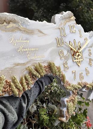 Годинник настінний з епоксидної смоли "карта україни" 130х83 см