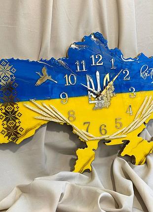Часы настенные из эпоксидной смолы "карта украины" 130x83 см