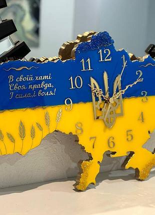 Часы настенные из эпоксидной смолы "карта украины" 150х100 см