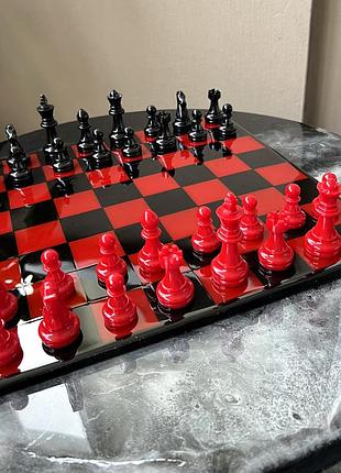 Шахматы из эпоксидной смолы “black flame” 30х30 см