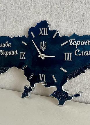 Часы настенные из эпоксидной смолы "карта украины" 130х83 см