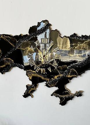 Часы настенные из эпоксидной смолы "карта украины" 150х100 см