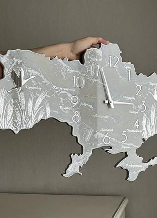 Часы настенные из эпоксидной смолы "карта украины" 120х76 см