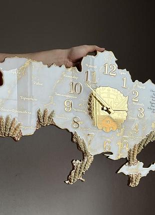 Часы настенные из эпоксидной смолы "карта украины" 140х90 см