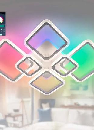 Управляемая светодиодная люстра esllse с пультом oval rgb 7s 120w smart 960x750x110мм белая