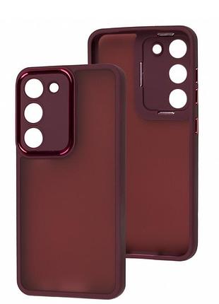 Чехол fiji lens для samsung galaxy s23 (s911) бампер матовый с защитой блока камер wine red