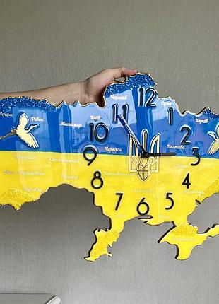 Часы настенные из эпоксидной смолы "карта украины" 150х100 см