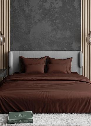 Комплект постільної білизни сатин-люкс pagoti minimal шоколадний (king size / 4×50×70 см)