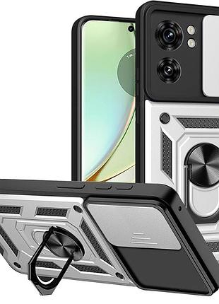 Чехол fiji camera defence для motorola edge 40 (xt2303-2) бампер с защитой камеры и подставкой silver