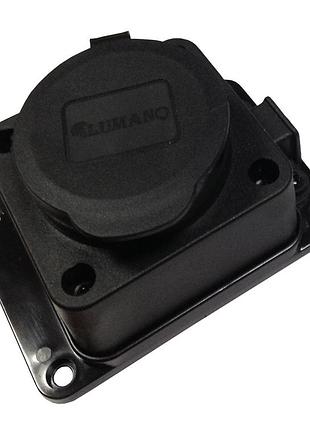 Розетка-колодка одинарная влагозащищенная с крышкой ip44 waterproof с/з 16a черная arctic lumano