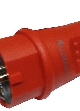 Вилка каучук угловая с кольцом с заземлением ip44 16a красная (red) arctic (18617) 240шт/ящ.тм lumano