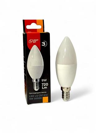 Светодиодная лампа led ls с37 e14 9w 3000k cl 720lm light set